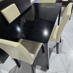Dining Table Glass 4 Chair 