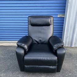 Black Faux Leather Manual Recliner Chair