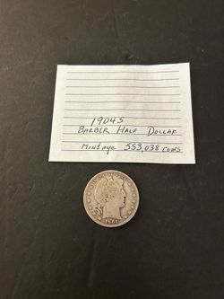 Coin - 1904S Barber Half Dollar – over 120 years old – Mintage ONLY 553,038 Coins