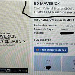 Ed Maverick En Tijuana Lunes 30 De Marzo 2 Boletos