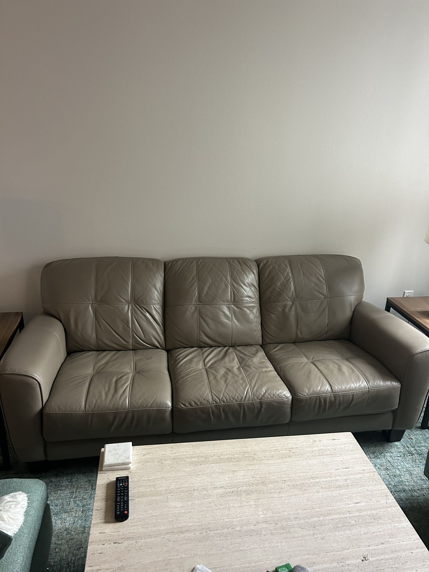 Kaleb 84" Tufted Leather Sofa From Macy’s