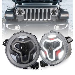 Pair of 9” inch round headlights projectors led with Drl lights
