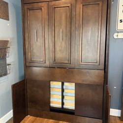 Bed & Room Or OFFICE : FULL size MURPHY Portrait Wall Bed with Desk (Mattress Included)