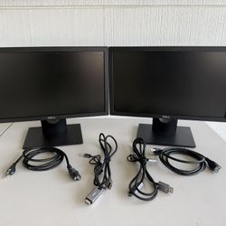 Dual Monitor Setup – 2 Dell E1916H Monitors w/ Cables – Ready to Use