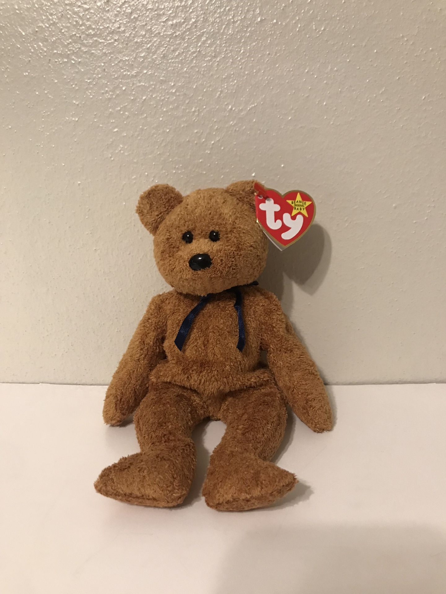 TY Beanie Baby 1998/1999 Fuzz The Bear PE Pellets w/ Error Swing Tag & Tush Tag