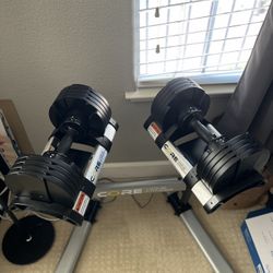 💪 CoreHome Fitness Adjustable Dumbbells + Stands – LIKE NEW! 🏋️‍♂️