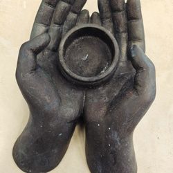 Unpolished Brass Hand Candle Holder 