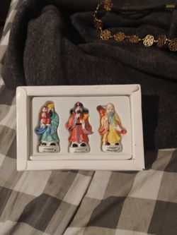 Chinese Lucky Gods Ceramic Figurine Set of 3