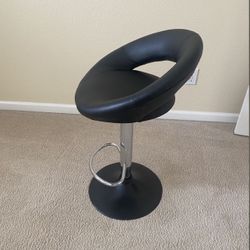 Black leather stool 