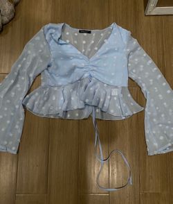 Double Crazy light blue blouse top