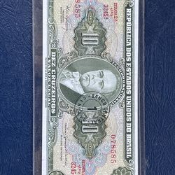 1953-60 REPUBLICA DOS ESTADOS UNIDOS DO BRASIL 10 CRUZEIRO BANKNOTE