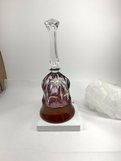 Vintage West Germany ruby red cut lead crystal bell 8” inches