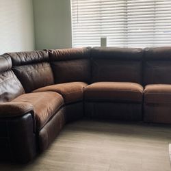 Leather Recliner Sectional Couch 
