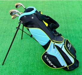Cobra King JR Junior Youth Kids Golf Club Set RH Graphite Irons Putter Stand Bag
