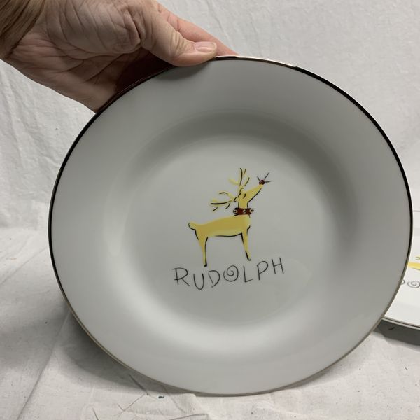 Pottery Barn Retired Reindeer Rudolph Ceramic Plate 11" Dinner Plate