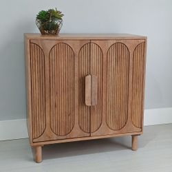 Totta Solid Hardwood Cabinet Carved Doors with Mid Modern Century Design - New - Krugerville, TX