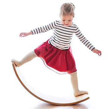 Gentle Monster Wooden Wobble Balance Board, 35 Inch Rocker Board Natural Wood, Kids Toddler Open Ended Learning Toy, Yoga Curvy Board for Classroom & 