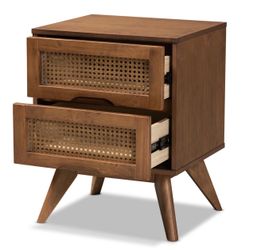 Mid-Century Modern Nightstand. Had changes for a year. Minor scratches from assembling.