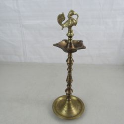 Deepak Annapakshi Mahabharat? Brass Ash Tray Incense Burner-14" Tall


