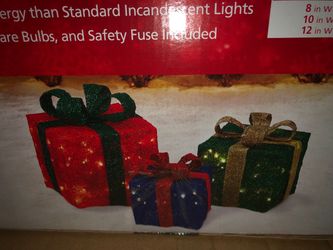 Lighted Christmas Gift Box Decoration Set of 3