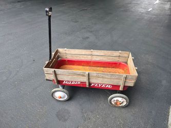 Vintage Radio Flyer Red Wagon with Wood Sides