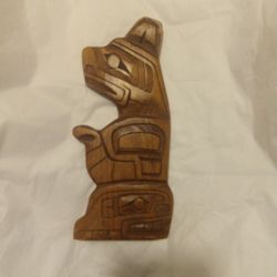 G MOUNTAIN  KWAKIUTL TRIBE BEAR HAND CARVED WOOD SCULPTURE 