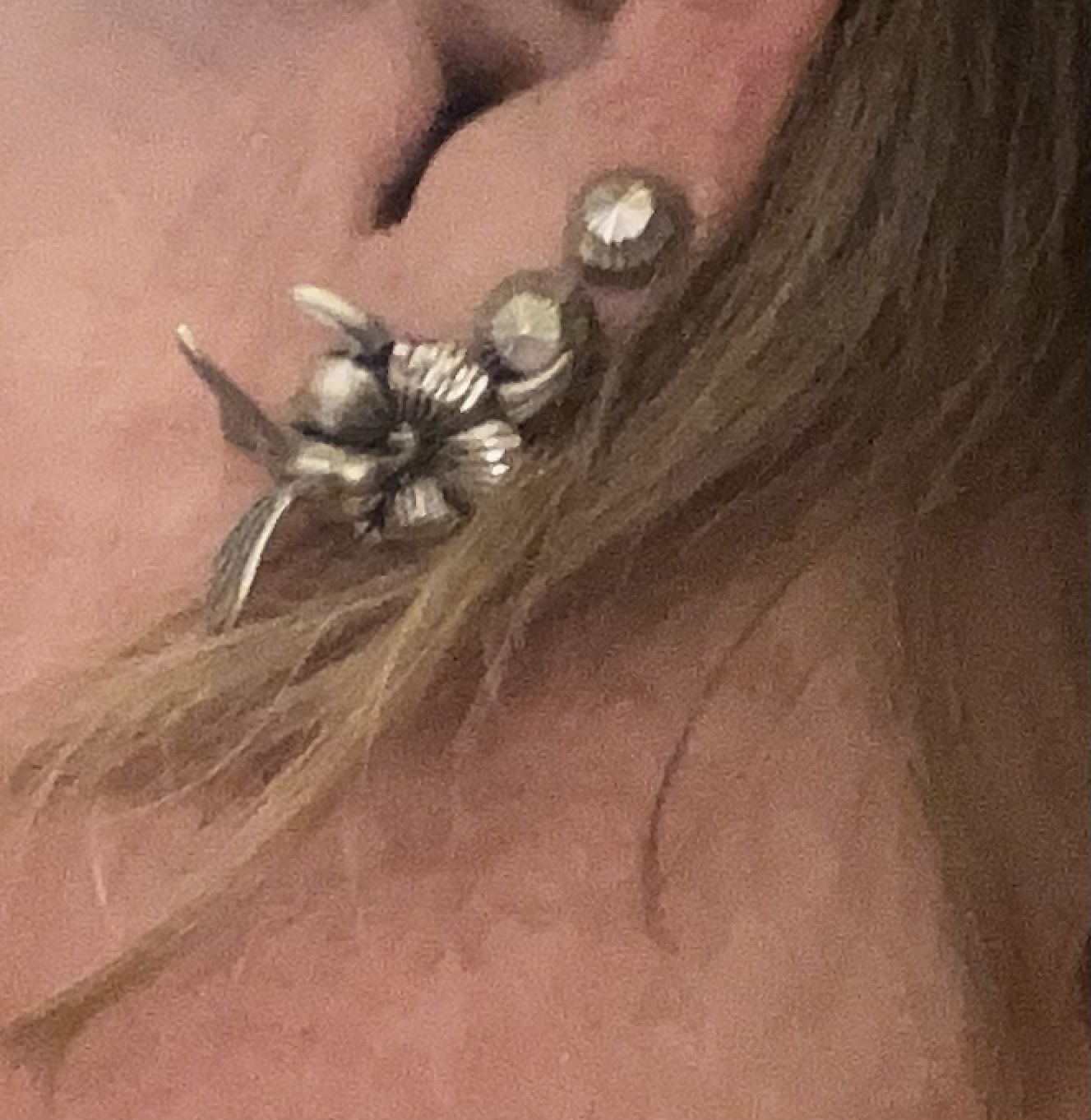 Vintage Sterling, Hummingbird, and Flower Post earrings