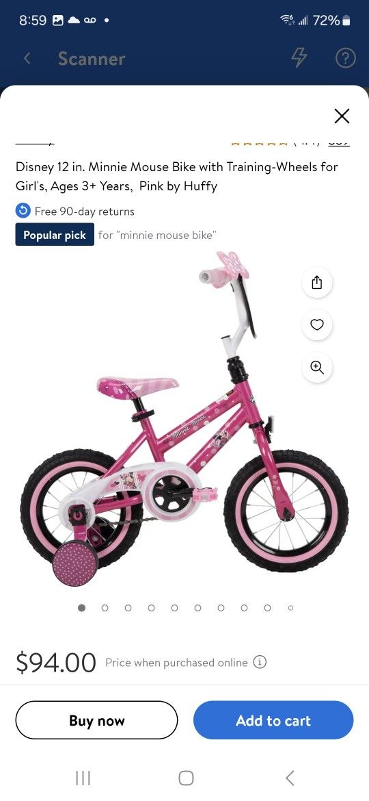 Brand New Minnie Mouse 12" Bike