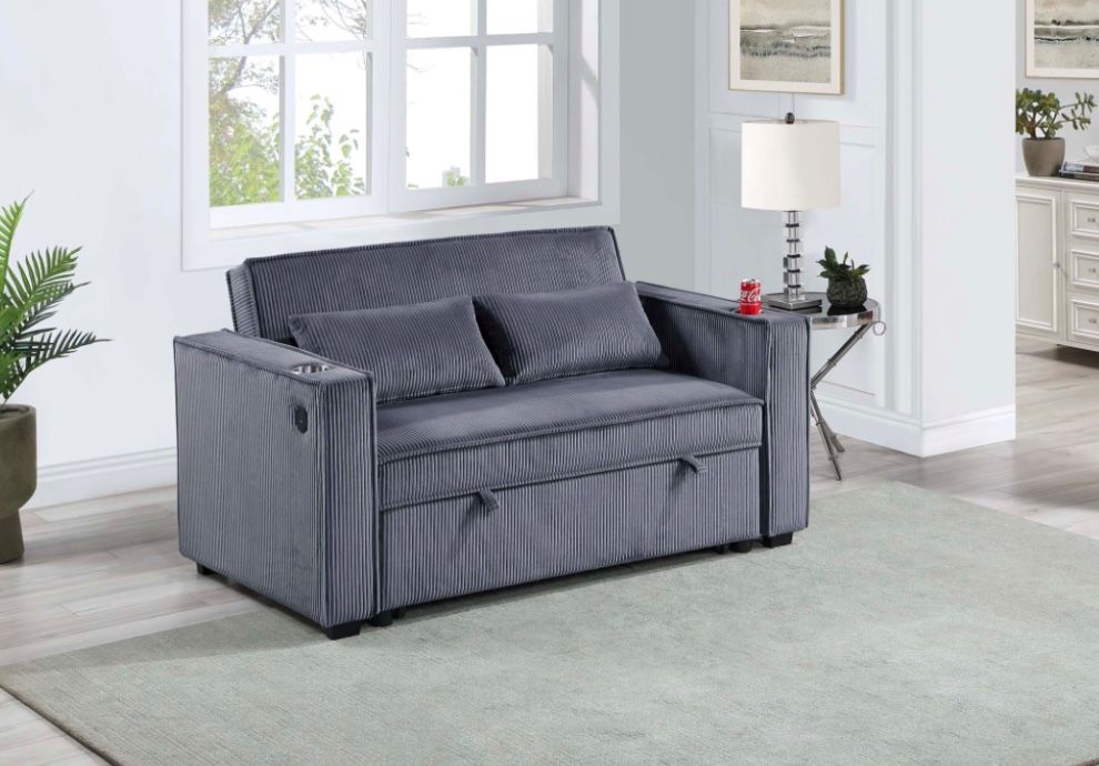 Convertible Sofa Sleeper Sofa W Cup Holders And USB Port