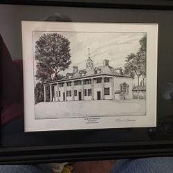 Lithograph of Mt Vernon, home of Geo Washington