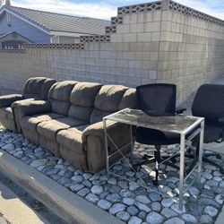 Free Stuff. Couch, Recliner, Desk and 2 Desk Chairs