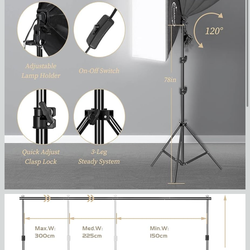 ShowMaven Photography Lighting Kit, Softbox Lighting Kit with Photo Backdrop for Product Photography, Portrait Photography, Video Photography $80