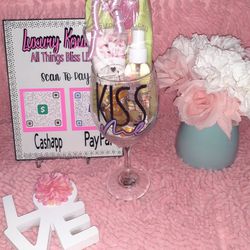Sipping Pretty Custom Made Kiss Me Wine Glass