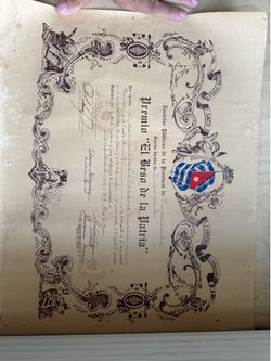 Premio El beso de la patria. Diploma. Cuba