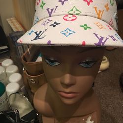 Authentic Louis Vuitton Paris sun visor hat white