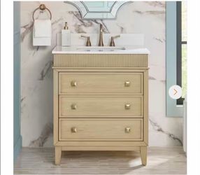 Danby 30 in. Single Sink Freestanding Bathroom Vanity in Platinum Oak with White Engineered Marble Top (Assembled)