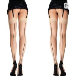 Backseam Stockings Thighs Highs Pantyhose Cuben Heel Holiday Tights Goth Pinup Women's 1950s