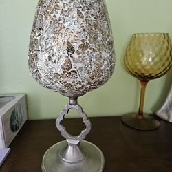 Christmas Vase Glass and Metal, 15"