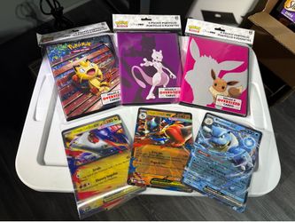 LOT OF (3) ULTRA PRO POKEMON TCG 80 CARD BINDERS + (3) JUMBO OVERSIZED CARDS NM