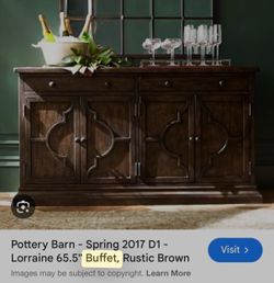 Pottery Barn Lorraine Buffet – Rustic Brown – Excellent Condition