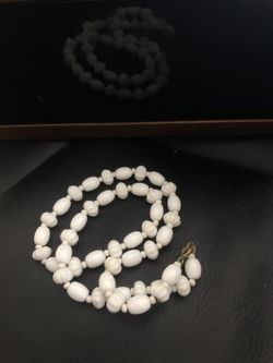 Vintage milk glass necklace wedding summer