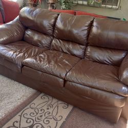 Dark Brown Leather Couch 