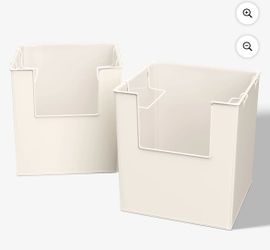 Mainstays Kids Medium White Stacking Open-Front Metal Storage Basket with Handles, 3 Pack