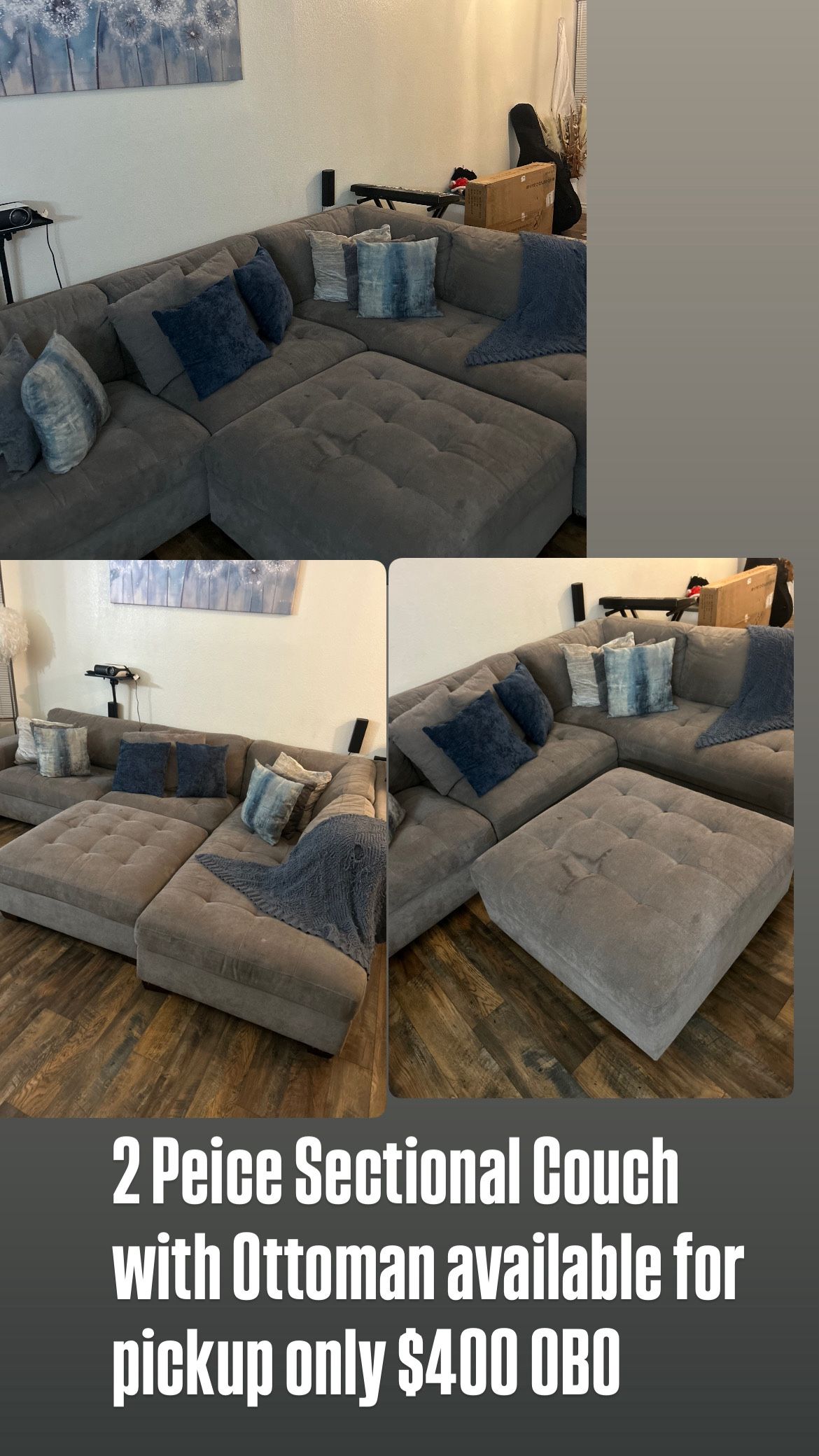 2 Piece sectional Couch With ottoman