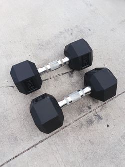 ROALW 20 lb Hex Dumbbell Pair, Rubber Encased Home Gym Weights