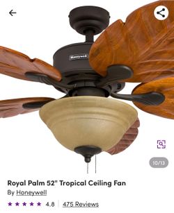 Honeywell 52" Tropical Palm Leaf Ceiling Fan – Complete & Great Condition