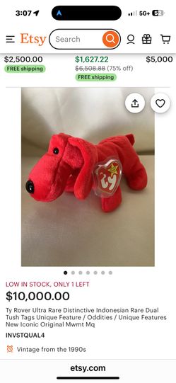 Red Rover Beanie Baby (Mint)