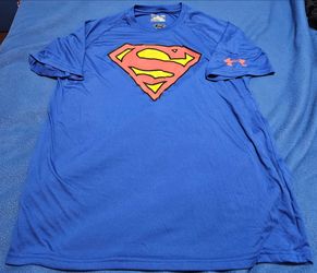Used Under Armour Superman Logo Loose Fit Heatgear T-shirt, Men's Large