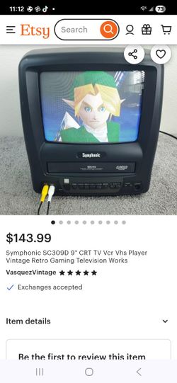 

Symphonic SC309D 9" CRT TV Vcr Vhs Player Vintage Retro Gaming Television Works