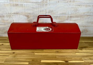 Vintage Red Metal Toolbox 
